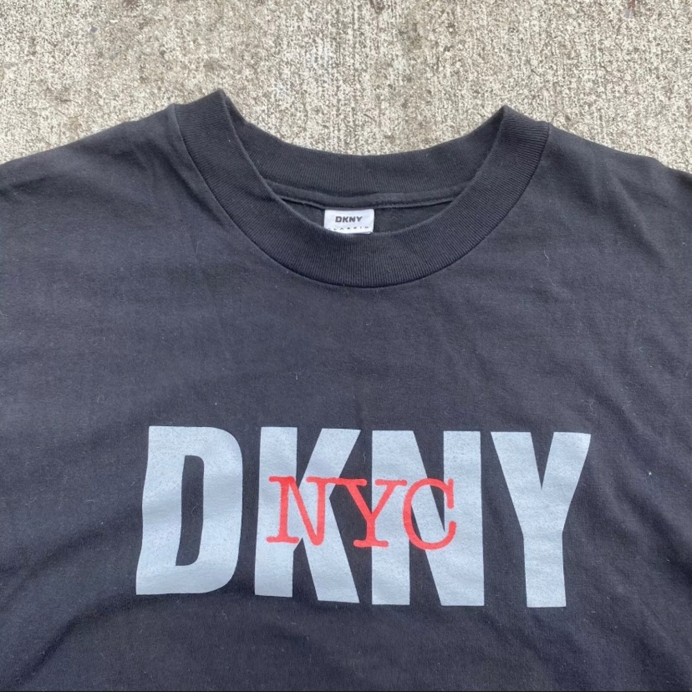 Vintage 90s Y2K DKNY NYC Fashion Spell Out Black Used Large Designer